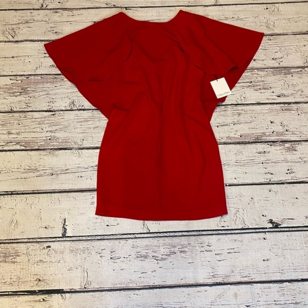 Calvin Klein red midi dress. Cape.
